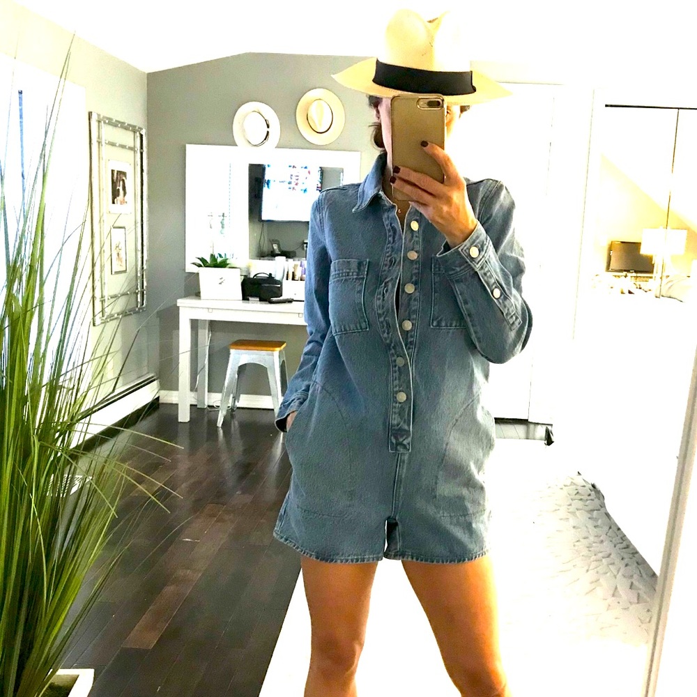 Madewell denim long sleeve shorts romper size XXS